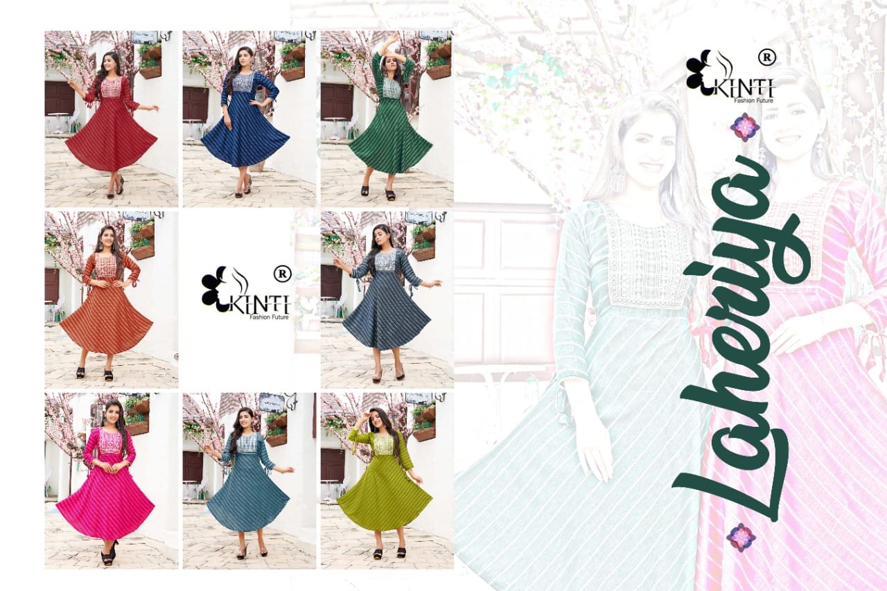 Kinti Laheriya New Exclusive Wear Rayon Printed Anarkali Kurti Collection